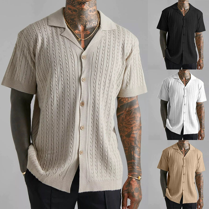 Herren Strickhemd mit strukturiertem Muster Drune