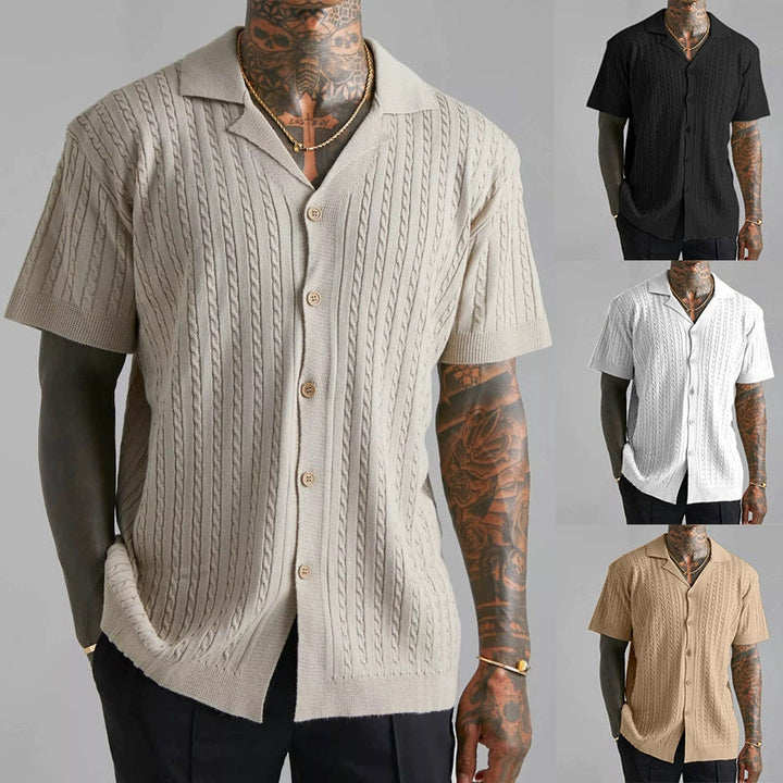 Herren Strickhemd mit strukturiertem Muster Drune
