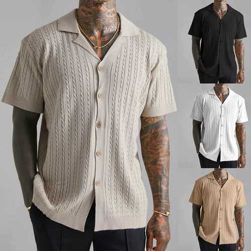 Herren Strickhemd mit strukturiertem Muster Drune