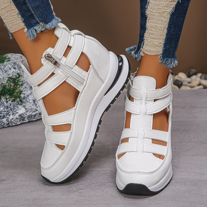 Damen Sportliche Plateau-Sandale mit geflochtenem Riemen und dämpfender Profilsohle Drune
