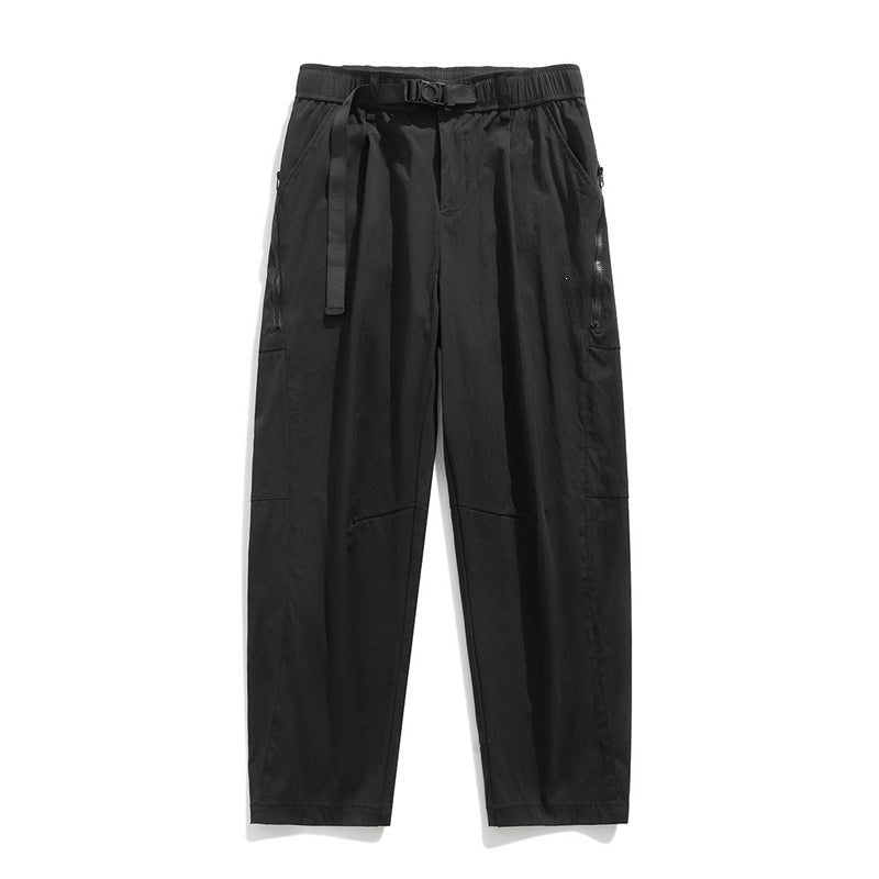 Herren Leichte Tech-Cargo-Hose mit elastischem Bund, Seitenzippern & Schnellverschluss-Gürtel Drune