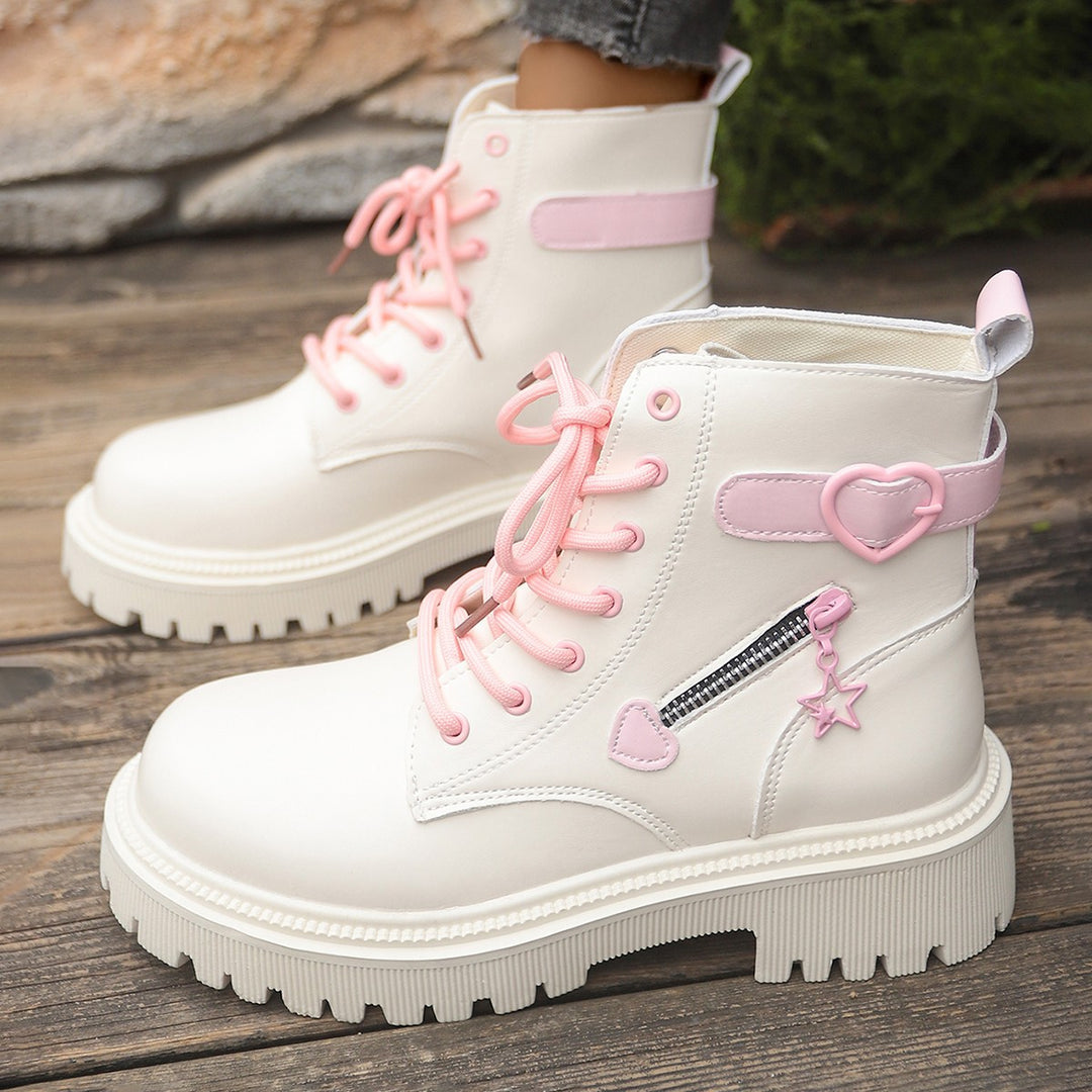 Damen Modische High-Top Boots mit Herz-Details Drune