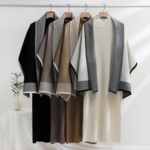 Damen Strickkleid mit drapierter Strickjacke Drune