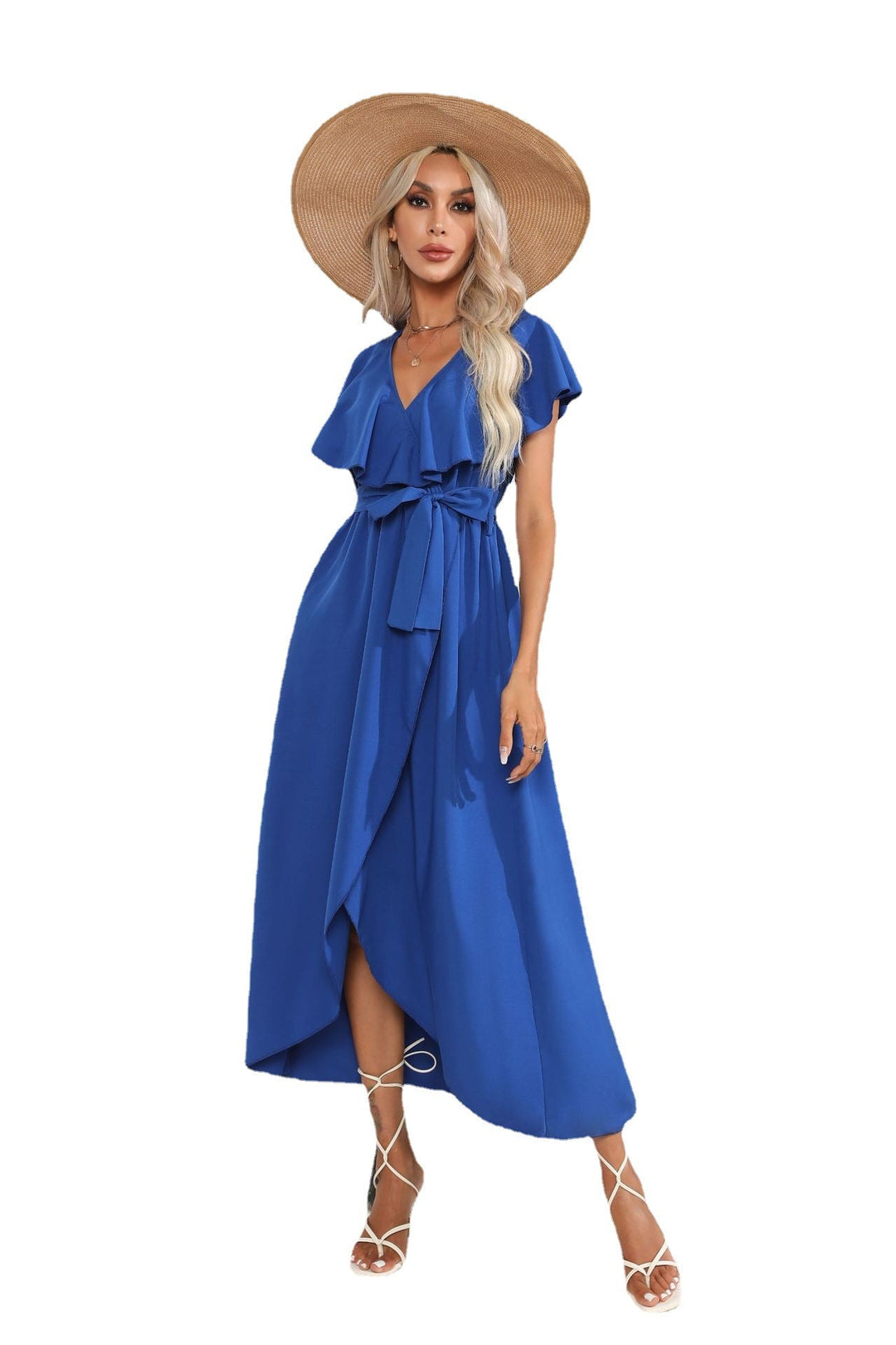 Damen Wickelkleid mit voluminösen Ärmeln und schickem Bindegürtel Drune