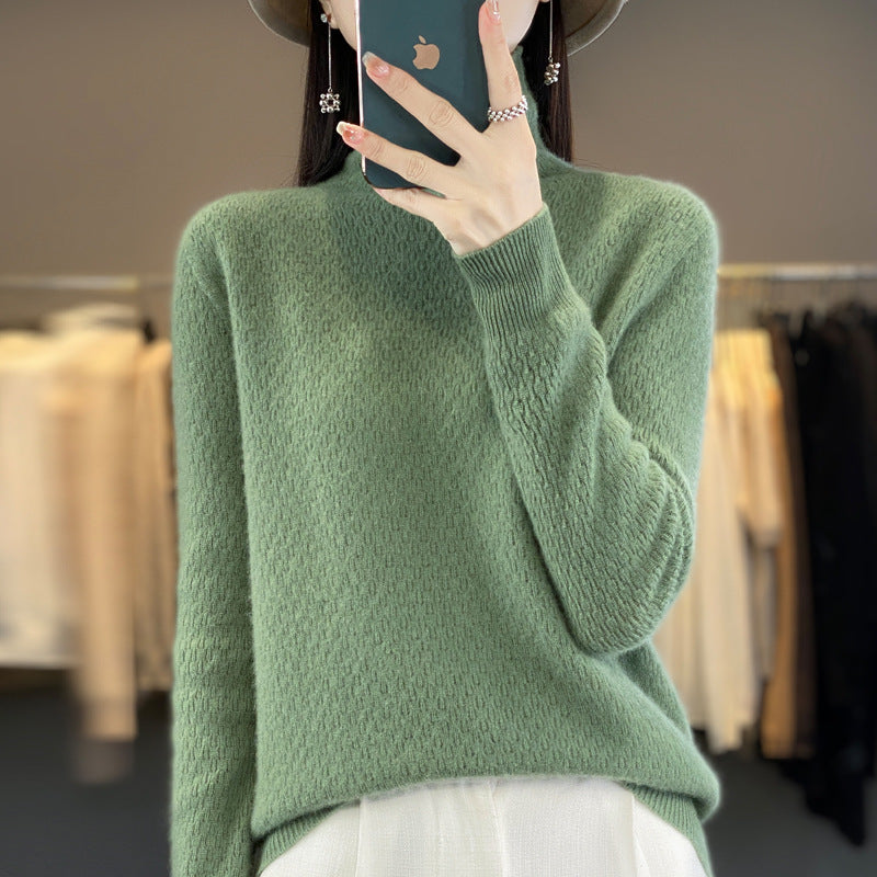 Damen Weicher Feinstrick‑Mockneckpullover mit flauschiger Mohair‑Optik, zarter Wabenstruktur und legerer Oversize‑Passform Drune