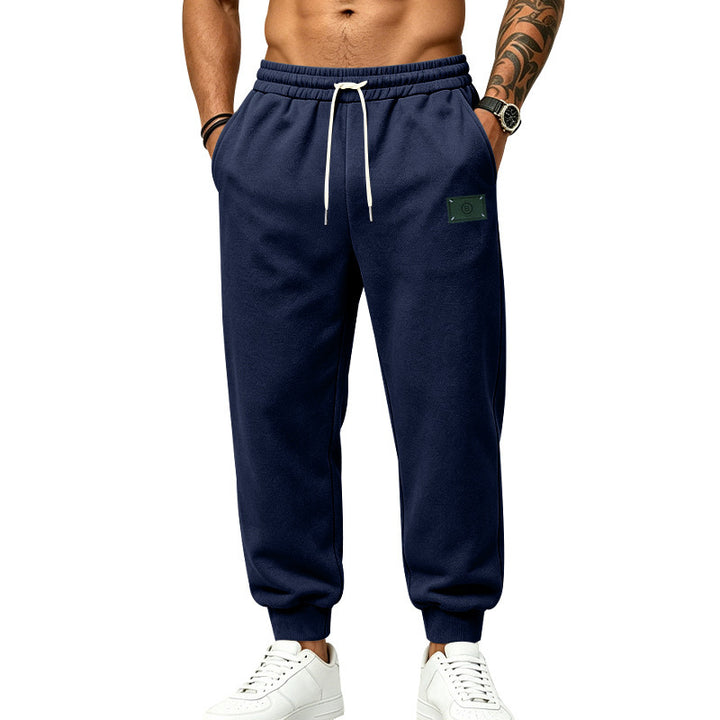 Herren lässig geschnittene Sweat-Jogginghose mit elastischem Bund, Kordelzug und Bündchen Drune