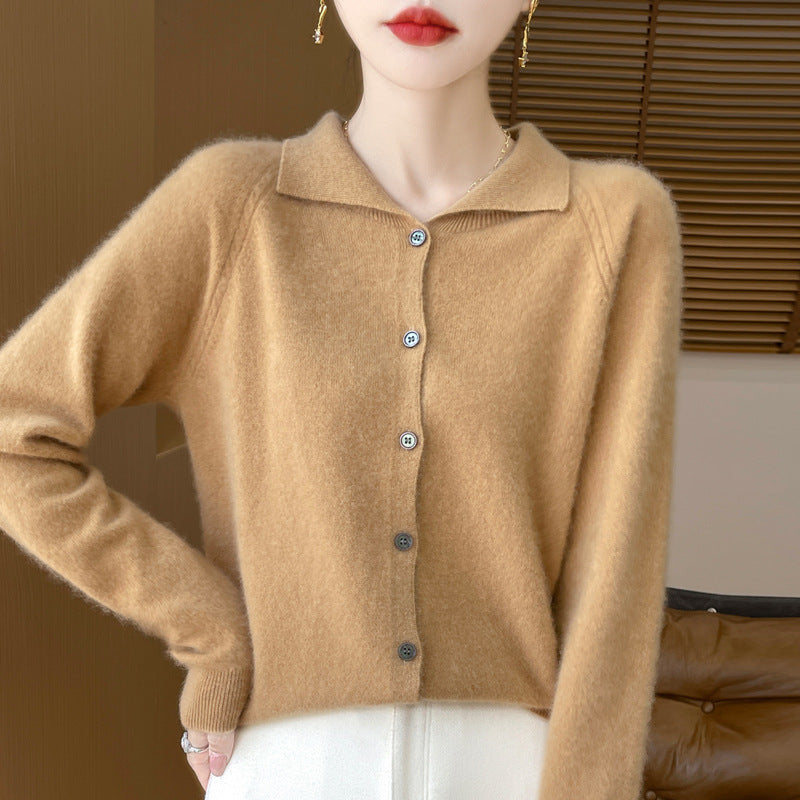 Damen Kuscheliger Reverskragen-Cardigan im Kaschmir-Look mit Mohair-Effekt Drune