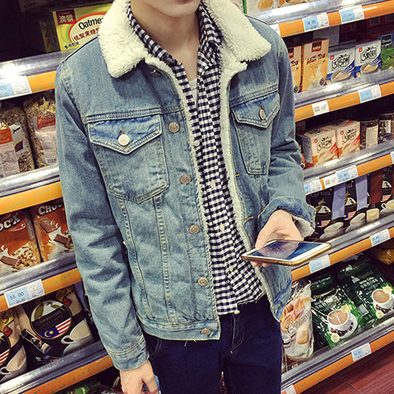 Herren Denimjacke mit Kunstfellkragen Drune