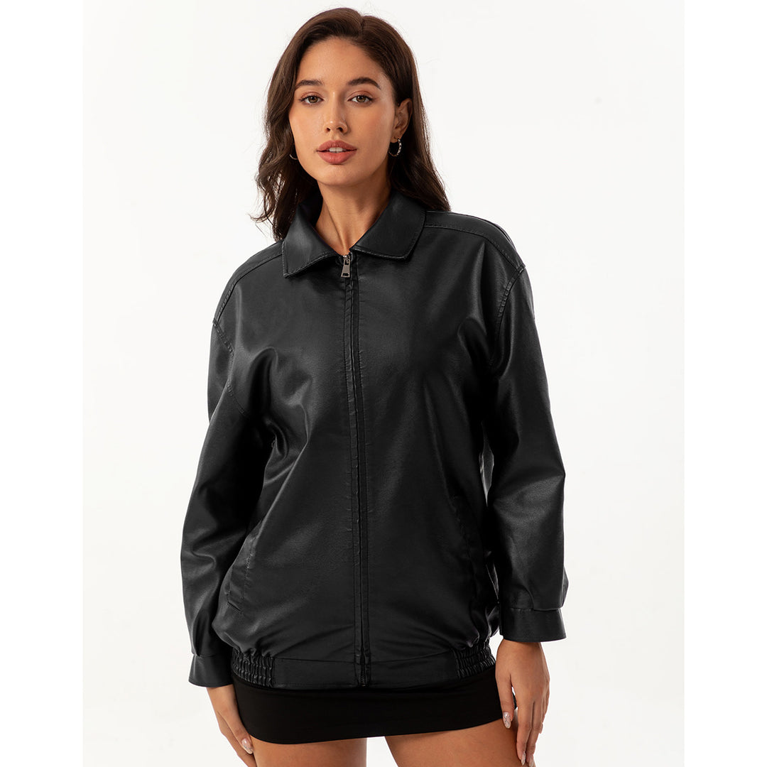 Damen nan leichte Satin Bomberjacke mit Reißverschluss und lockerer Passform Drune