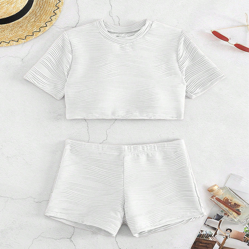 Damen Sportliches Crop-Top und kurze Shorts Set Drune