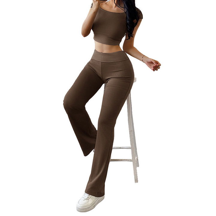 Damen Bequemes Set aus Crop Top und Flared Pants Drune