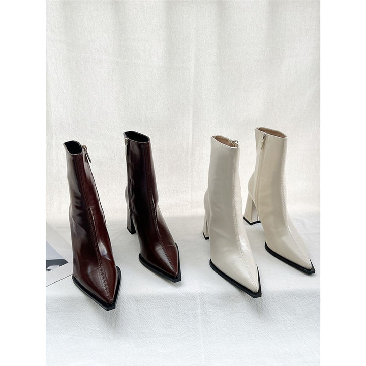 Damen Elegante spitz zulaufende Ankle‑Boots mit geometrischem Blockabsatz und schlankem Schaftschnitt Drune