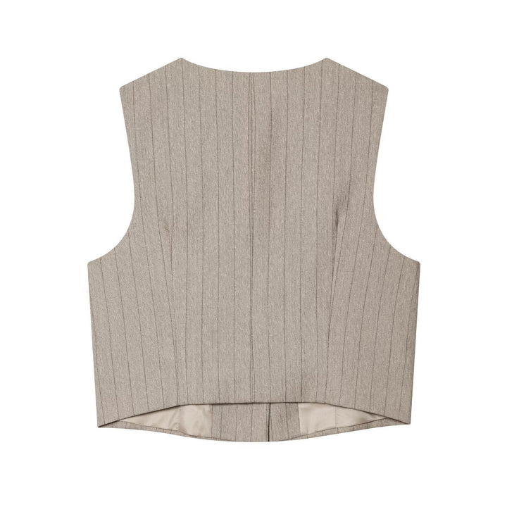Damen elegante, weit geschnittene Hochbundhose mit geometrischem Streifenmuster Drune