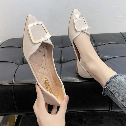 Damen elegante Ballerinas mit modischem Schnallen-Detail Drune