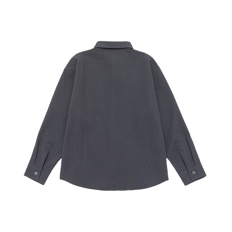 Unisex Texturierte Oversize-Hemdjacke mit Waffelstruktur und Brusttasche Drune