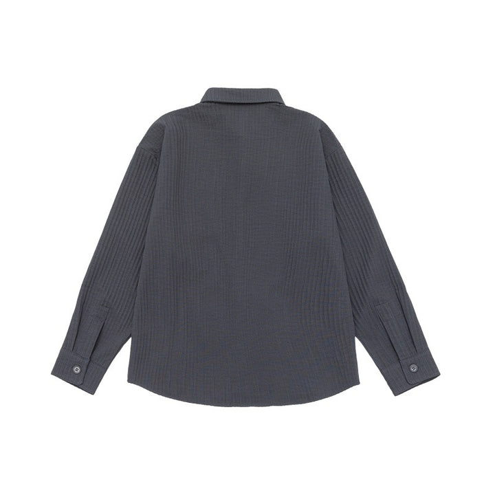Unisex Texturierte Oversize-Hemdjacke mit Waffelstruktur und Brusttasche Drune