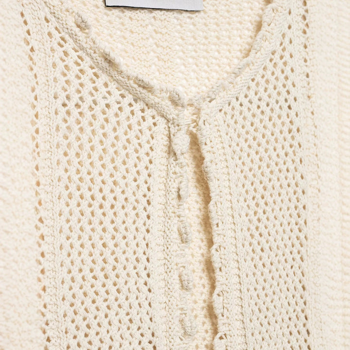 Damen Gehäkelte Kurzstrickjacke mit Scallop-Kante und Ajour‑Lochmuster Drune