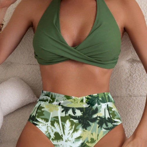 Damen Sportlicher Zweiteiler Bikini Drune