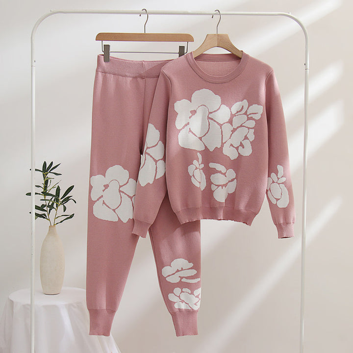 Damen Strickanzug mit floralen Designs Drune