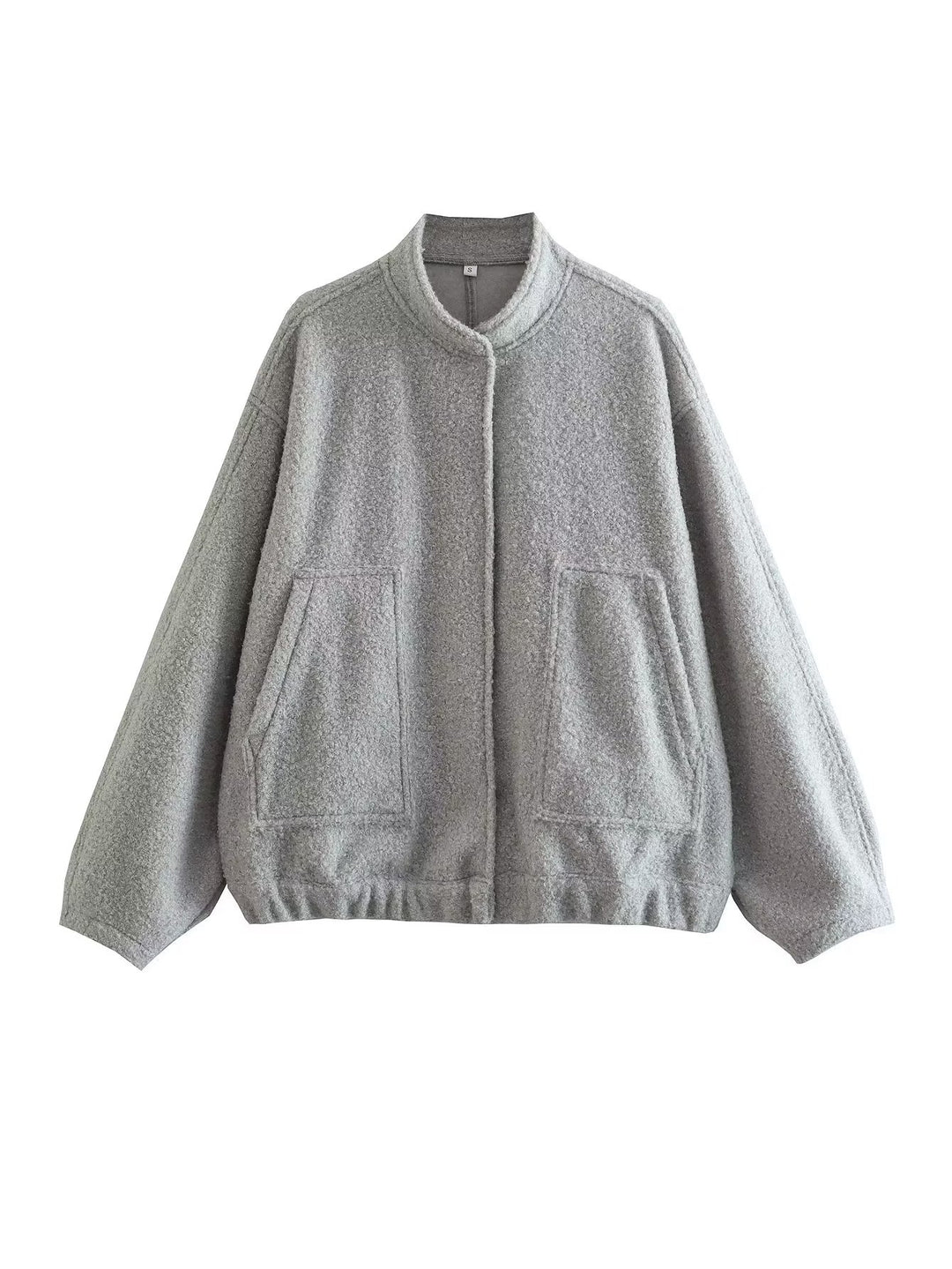Damen Oversized Strickjacke aus weichem Teddystoff mit Stehkragen und seitlichen Taschen Drune