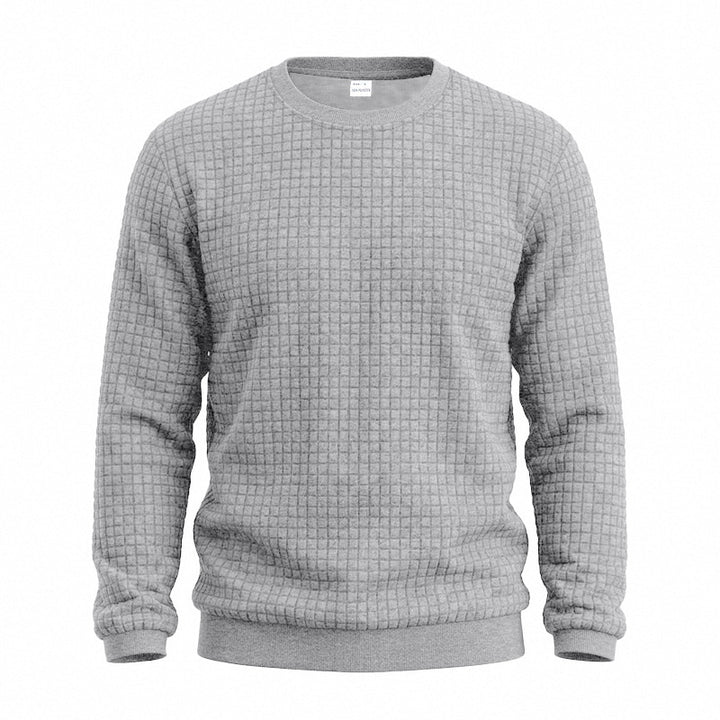 Herren Strukturiertes Rundhals-Sweatshirt mit Waffelstruktur und Rippbündchen Drune