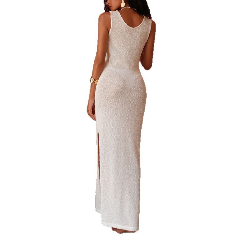 Damen Elegantes Maxikleid mit offenem Schulterdesign und hohem Schlitz Drune