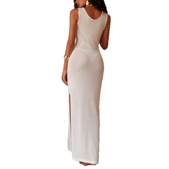 Damen Elegantes Maxikleid mit offenem Schulterdesign und hohem Schlitz Drune
