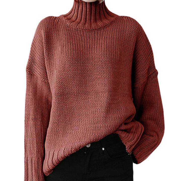 Damen Grober Strickpullover mit hohem Kragen und lässigem Schnitt Drune