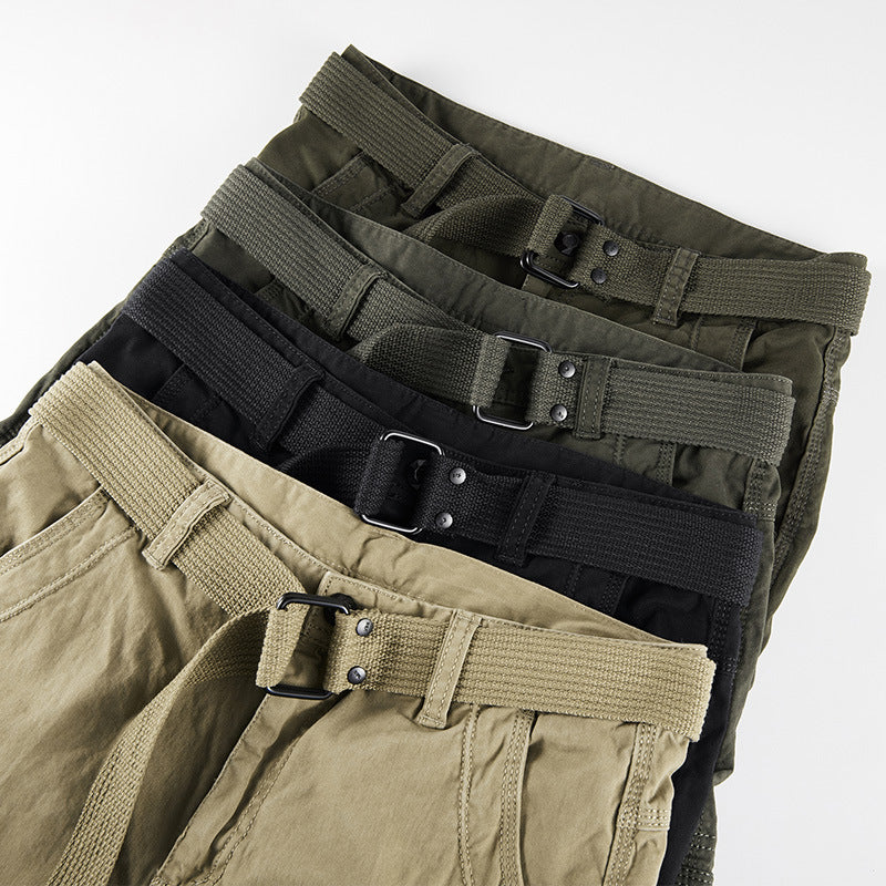Herren Multifunktionale Canvas‑Cargo‑Hose mit Kniefalten und Mehrfach‑Taschen Drune