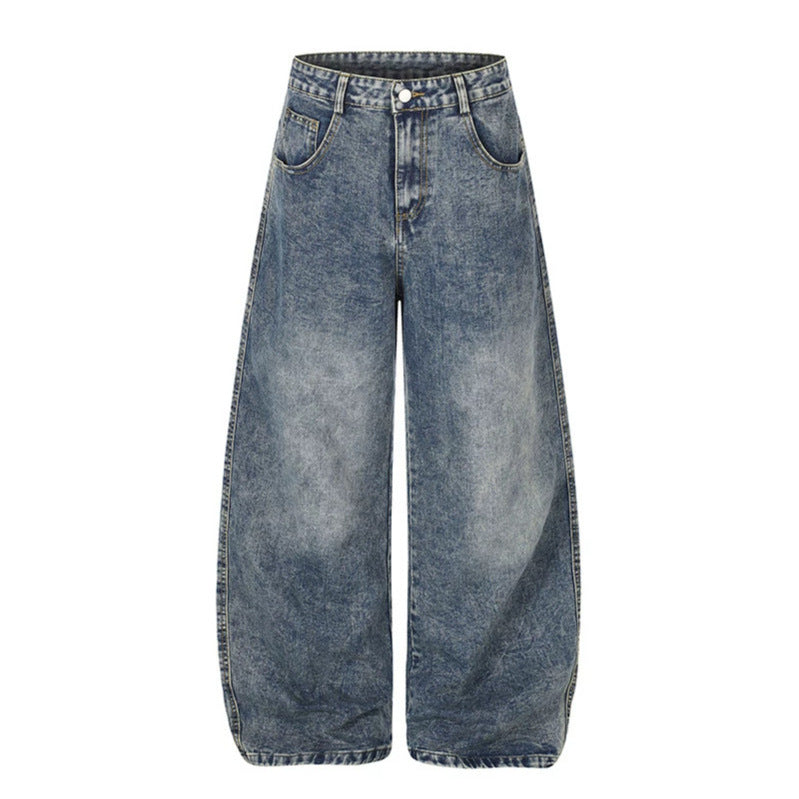 Damen High‑Waist Weite Palazzo-Jeans mit Statement-Patches und Retro-Embelishments Drune