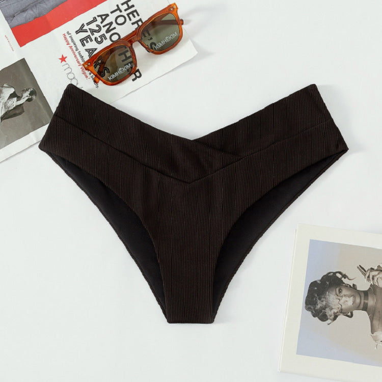 Damen Hochgeschnittene Bikinihose mit V-Ausschnitt Drune