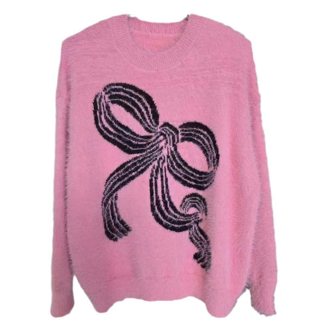 Damen Kuscheliger Pullover mit dekorativem Schleifenmuster Drune