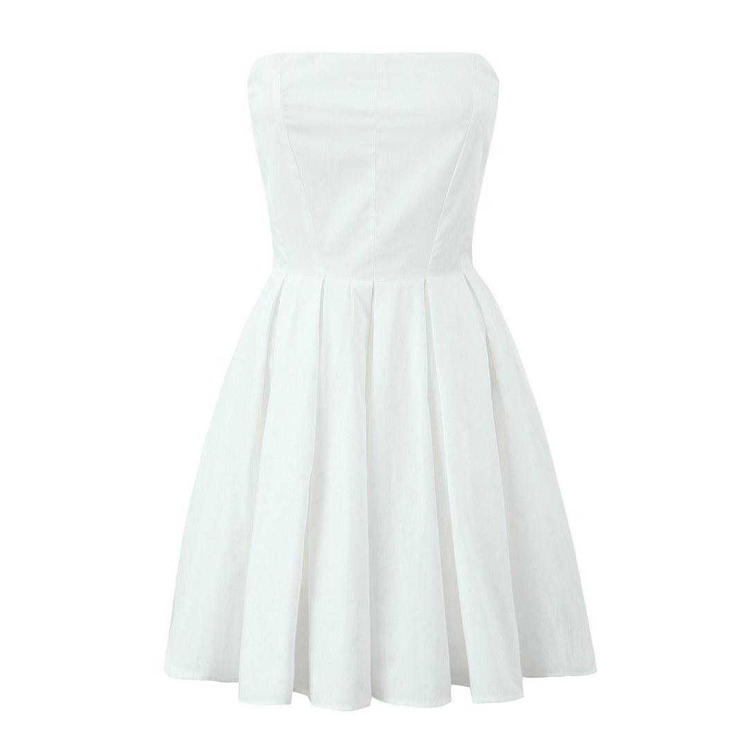 Damen Baumwoll-Wickelkleid mit schulterfreiem Design Drune