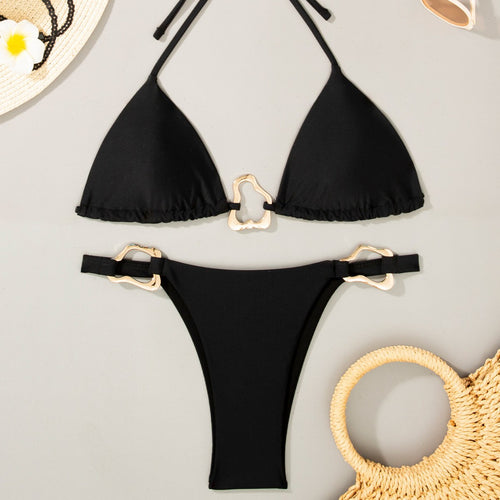 Damen Triangel-Bikini mit verstellbarem Halter und elegantem Schnallen-Detail Drune