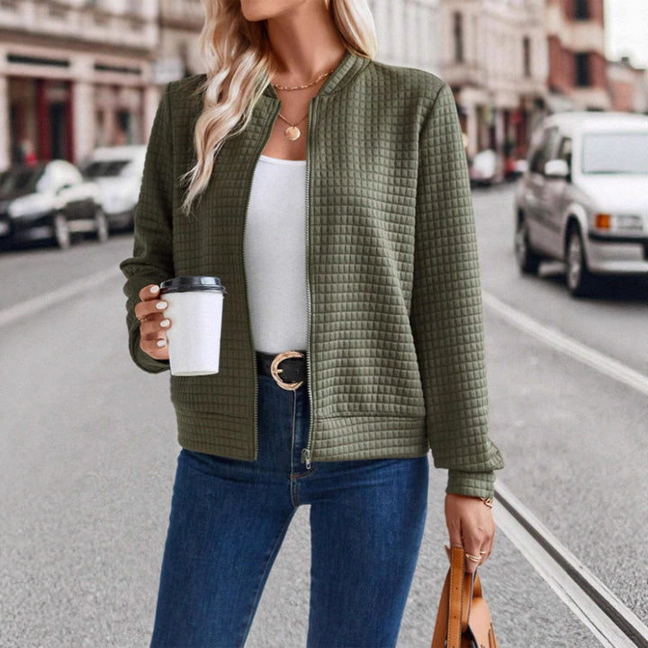 Damen modische Steppjacke mit hohen Kragen und Reißverschluss Drune