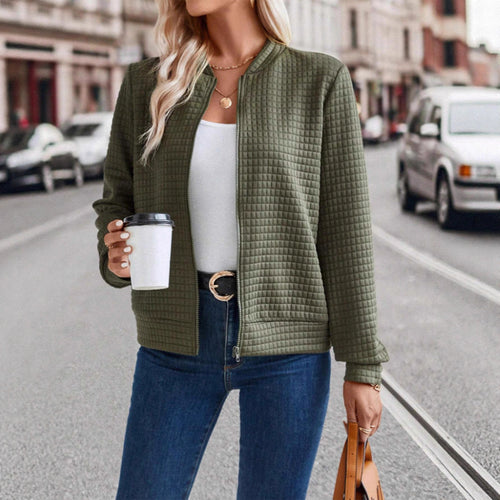 Damen modische Steppjacke mit hohen Kragen und Reißverschluss Drune