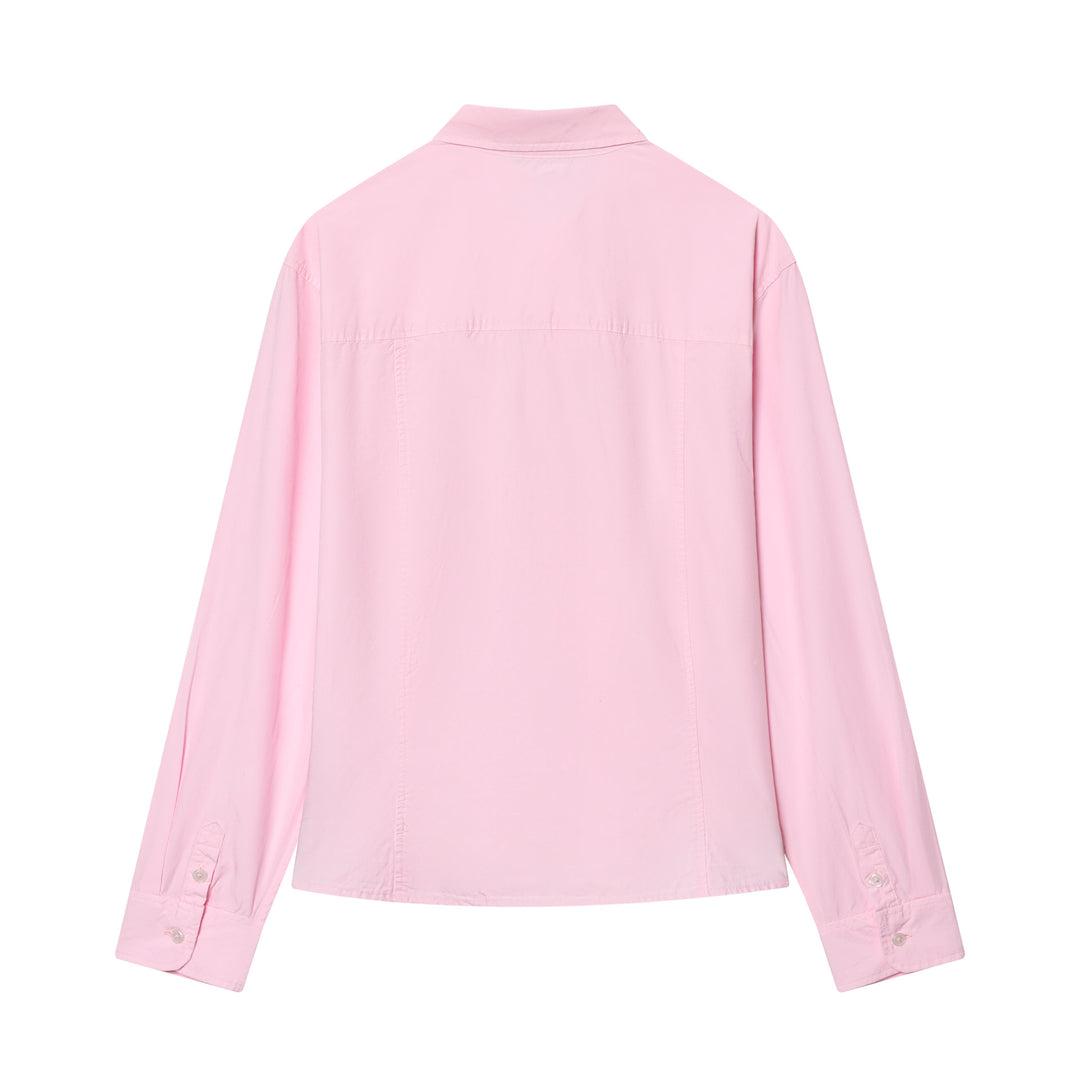 Damen nan oversized Hemdbluse mit Kentkragen, verdeckter Knopfleiste und weitem Drop-Shoulder Drune