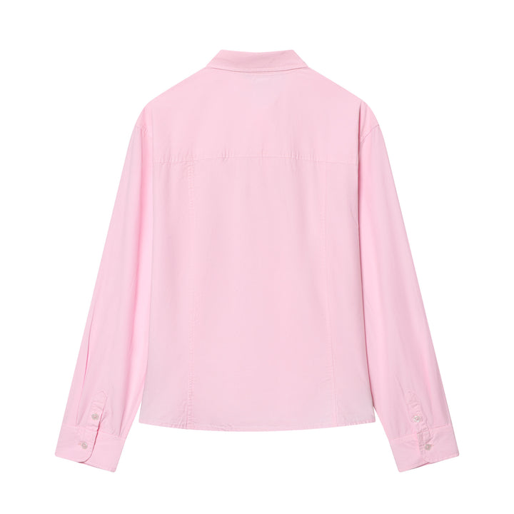 Damen nan oversized Hemdbluse mit Kentkragen, verdeckter Knopfleiste und weitem Drop-Shoulder Drune
