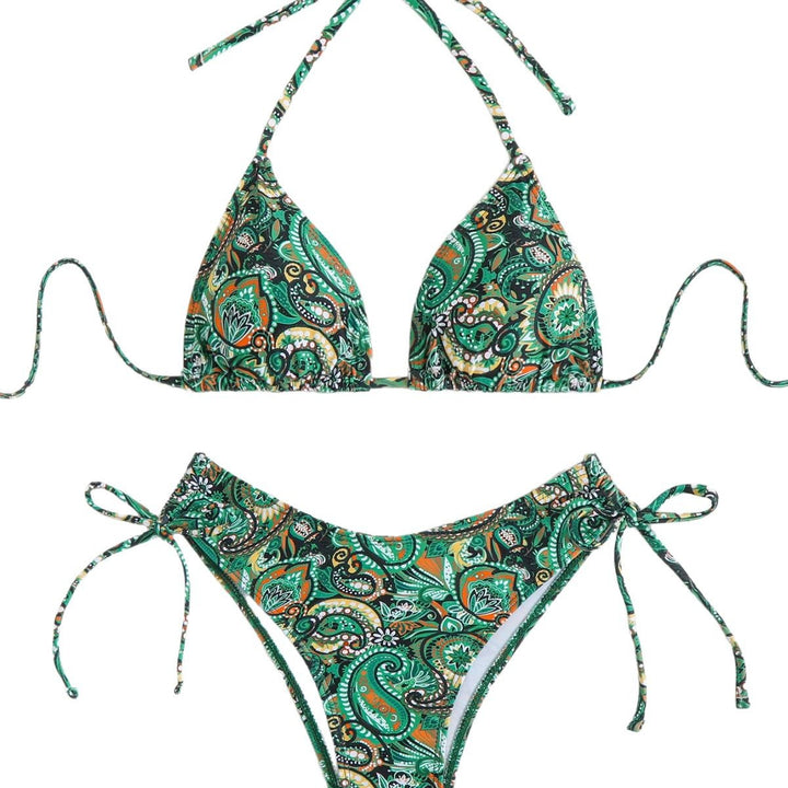 Damen Triangel-Bikini mit verspieltem Paisley-Muster und anpassbaren Trägern Drune