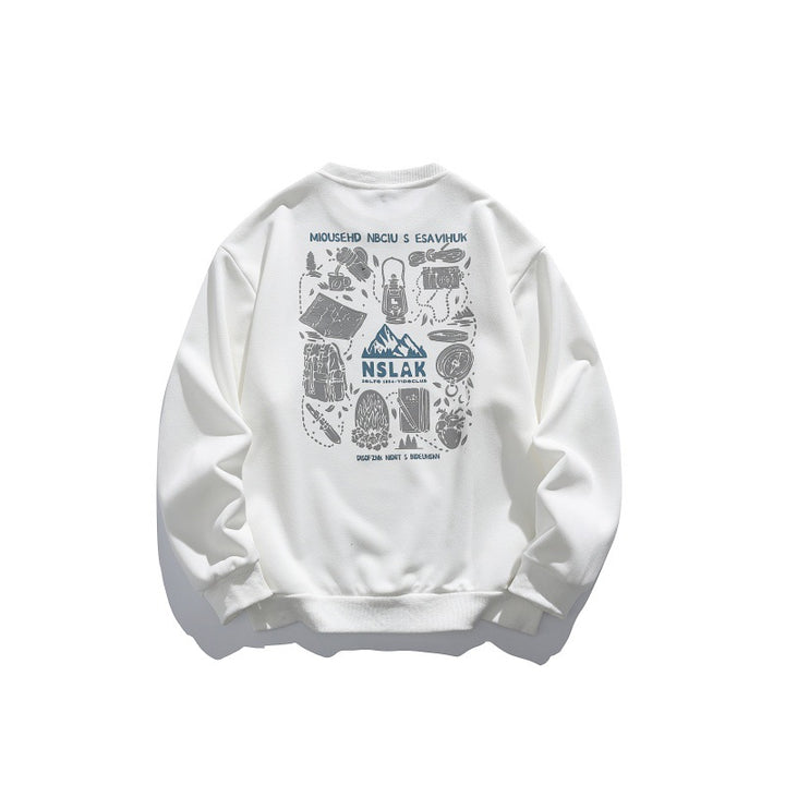 Unisex Lockeres Rundhals-Sweatshirt mit feiner Waffelstruktur Drune