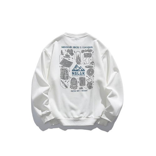 Unisex Lockeres Rundhals-Sweatshirt mit feiner Waffelstruktur Drune