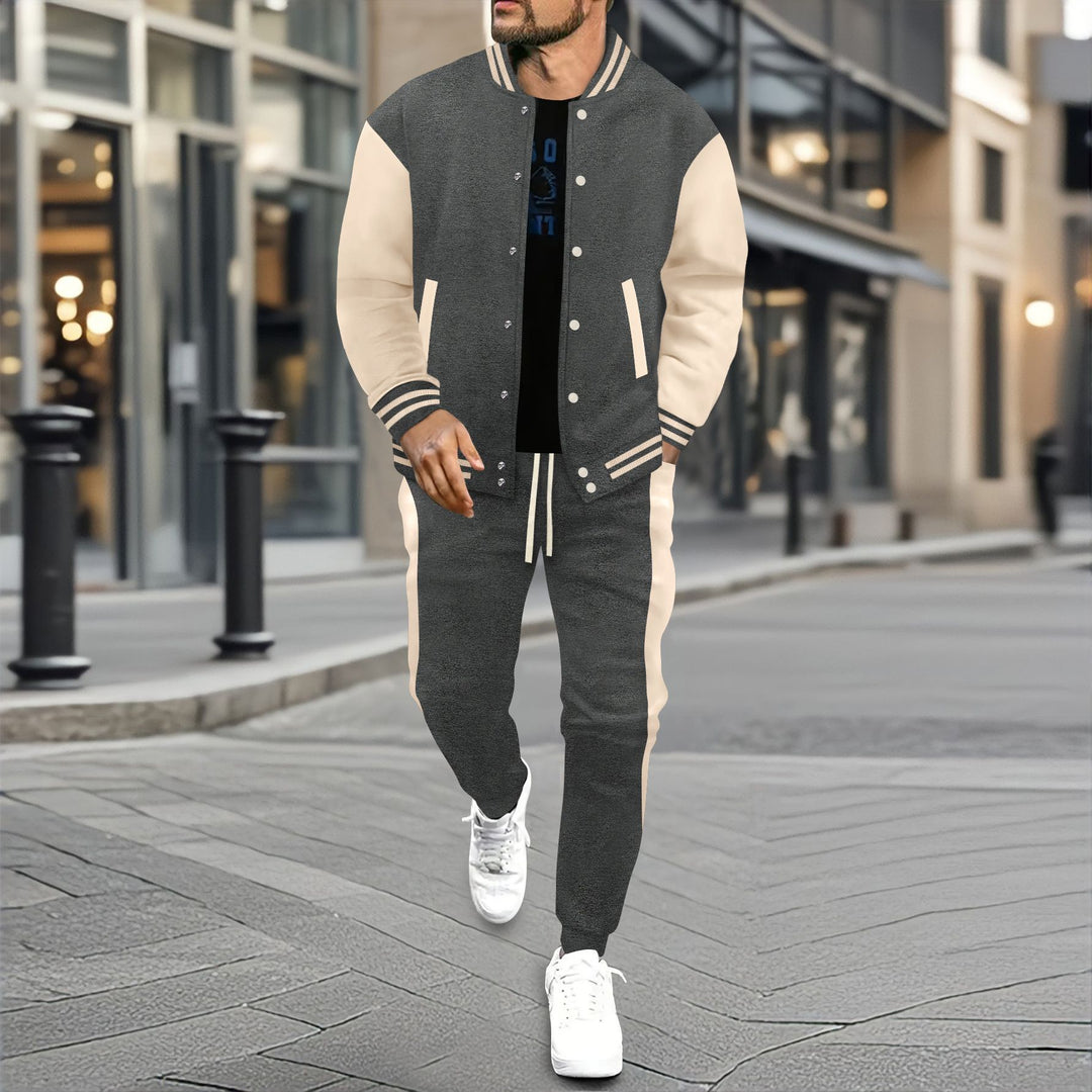 Herren nan College-Trainingsanzug aus Baumwollmischung mit gesteppter Collegejacke und tapered Jogginghose Drune