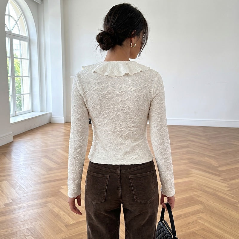 Damen Elegantes Rüschen-Body mit tiefem V-Ausschnitt Drune