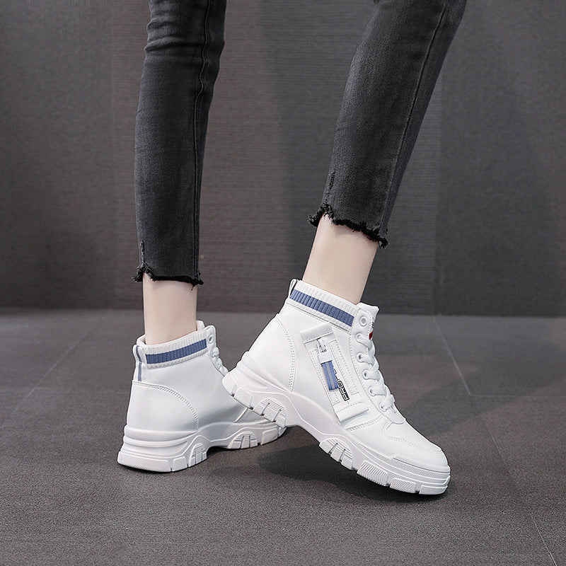 Damen Hohe Sneakers mit modischem Reißverschluss und atmungsaktivem Innenfutter Drune