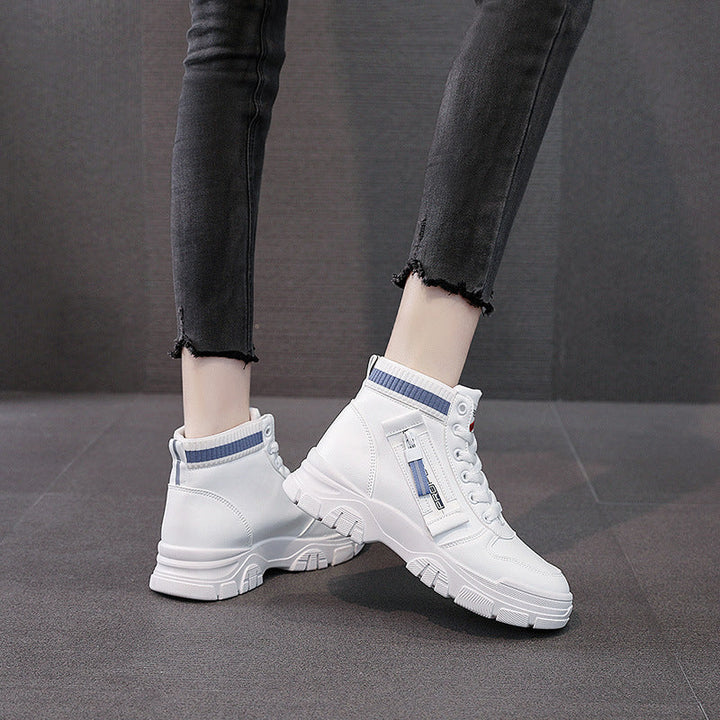 Damen Hohe Sneakers mit modischem Reißverschluss und atmungsaktivem Innenfutter Drune