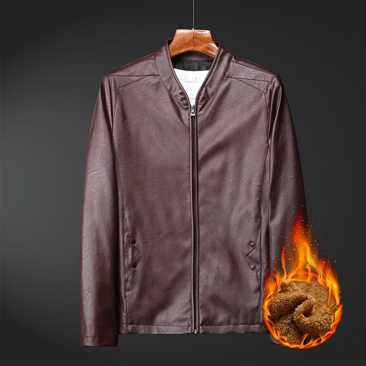 Herren Kunstleder‑Blouson mit Stehkragen und wärmender Teddyfutter‑Innenlage Drune