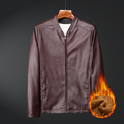 Herren Kunstleder‑Blouson mit Stehkragen und wärmender Teddyfutter‑Innenlage Drune