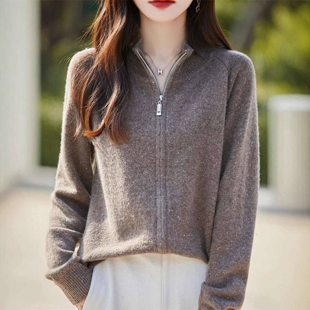 Damen Strickjacke mit hochgeschlossenem Reißverschluss und kuscheligem Material Drune