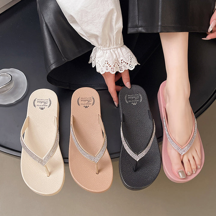 Damen Komfortable Flip-Flops mit glitzernden Details und ergonomischer Sohle Drune