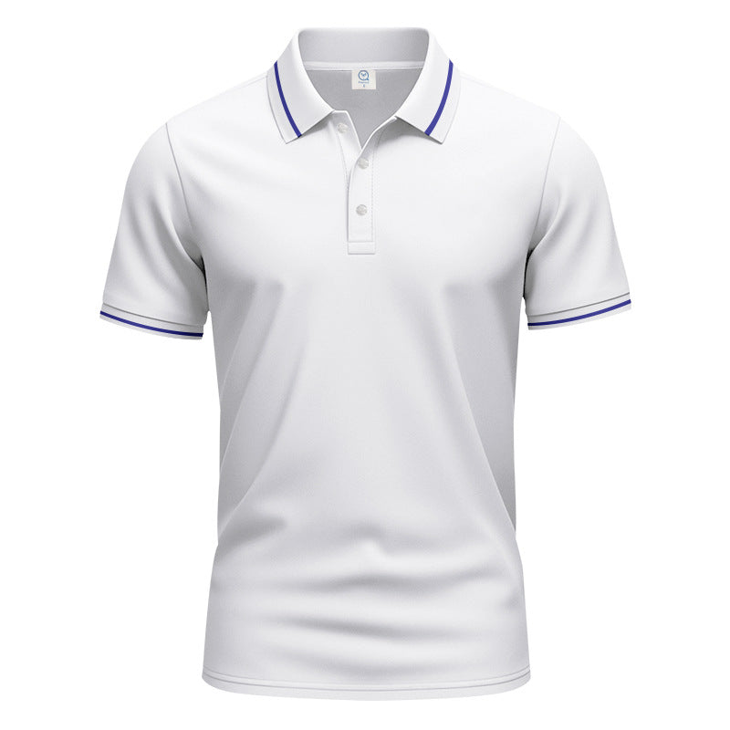 Herren nan atmungsaktives Interlock-Poloshirt mit Kontrast-Tipping, kurzer Knopfleiste und schmaler Silhouette Drune